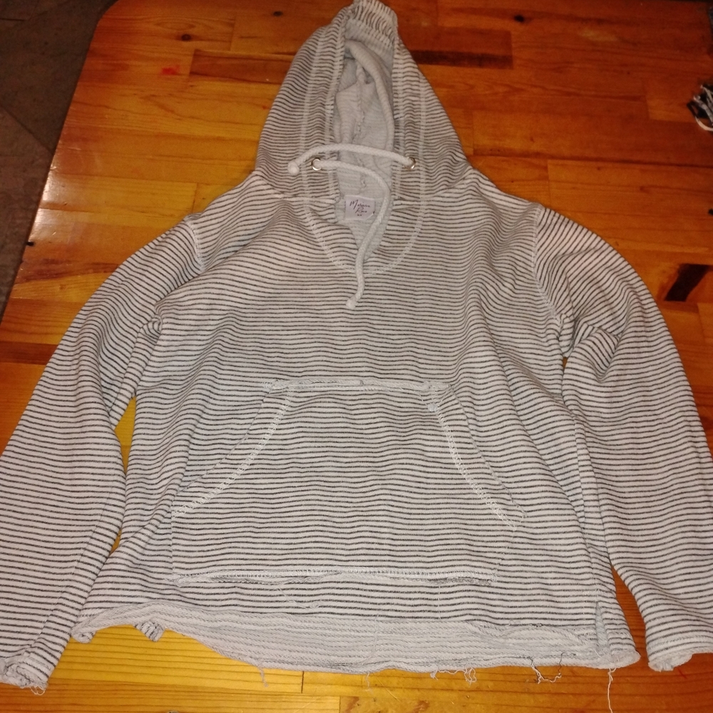 Striped Gray Hoodie for Women